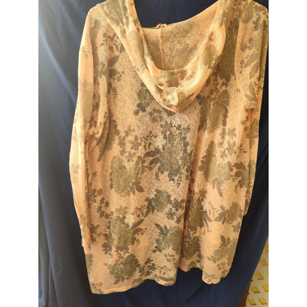 ONE A Open Weave Light Blush Long Cardigan Duster Sweater Long Sleeve Medium - Picture 6 of 6